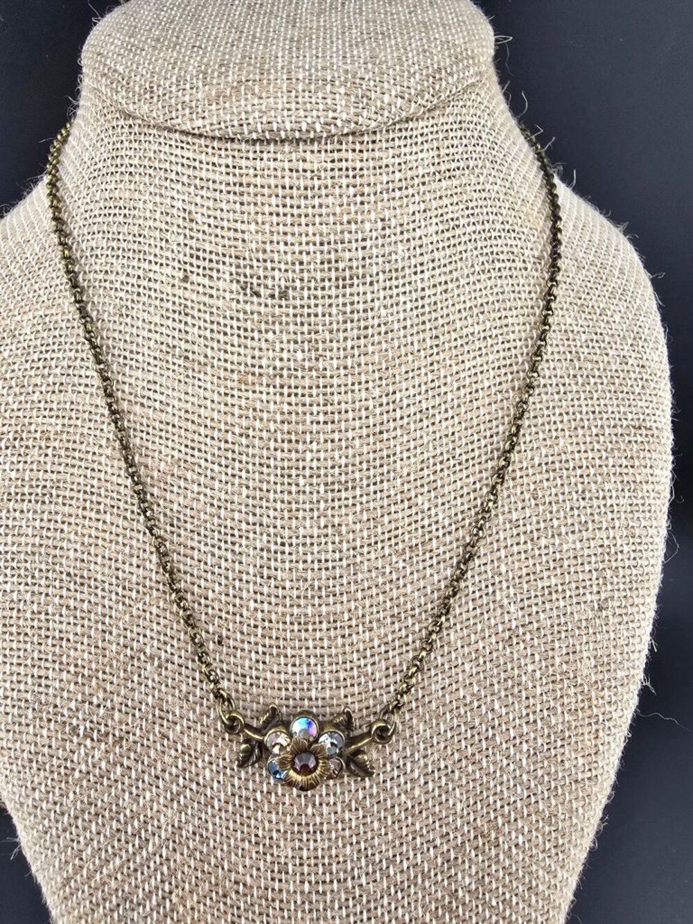 Michal Negrin Floral Multi-Color Crystal Gold Tone Pendant Necklace Chain - Picture 3 of 9